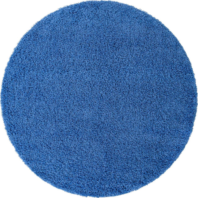 Periwinkle Blue 7' 10 x 7' 10 Solid Shag Round Area Rug Thick Soft Touch Fluffy & Plush Shaggy Pile Durable Minimalist Carpet for Classic Interior Design for Sale at Rug Engine