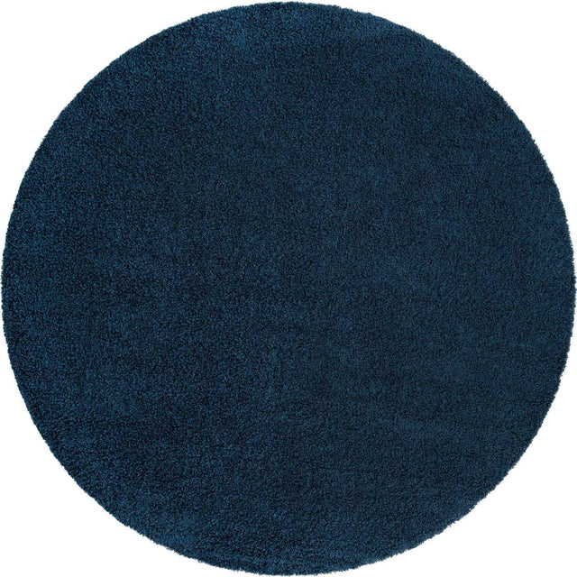 Sapphire Blue 7' 10 x 7' 10 Solid Shag Round Area Rug Thick Soft Touch Fluffy & Plush Shaggy Pile Durable Minimalist Carpet for Classic Interior Design for Sale at Rug Engine