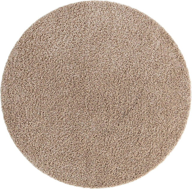 Taupe 7' 10 x 7' 10 Solid Shag Round Area Rug Thick Soft Touch Fluffy & Plush Shaggy Pile Durable Minimalist Carpet for Classic Interior Design for Sale at Rug Engine