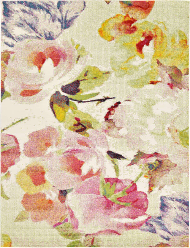 Ivory 9' x 12' 2 Lyon Rectangle Area Rug Vivid Colorful Abstract Modern 100% Polypropylene Carpet for Living Room, Dining, Office for Sale at Rug Engine