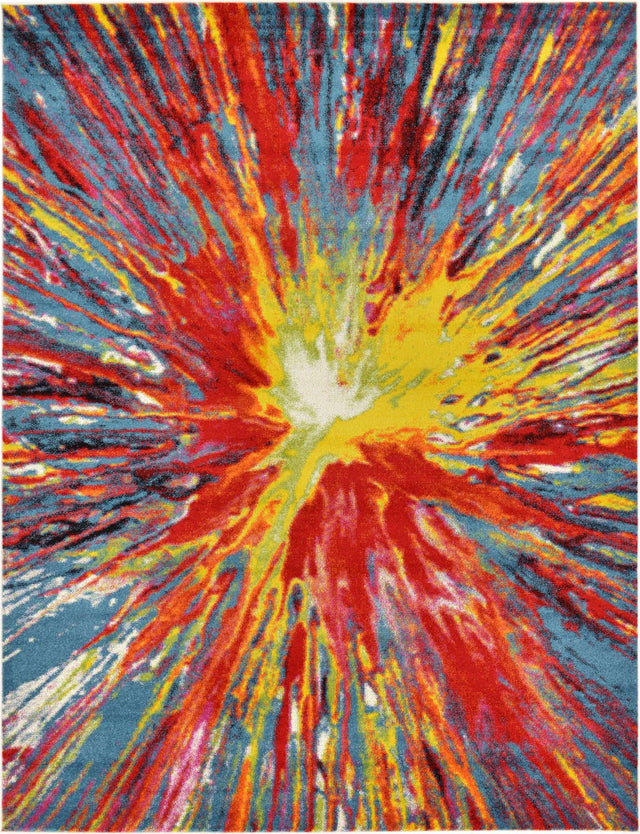 Multicolor 9' x 12' 2 Lyon Rectangle Area Rug Vivid Colorful Abstract Modern 100% Polypropylene Carpet for Living Room, Dining, Office for Sale at Rug Engine