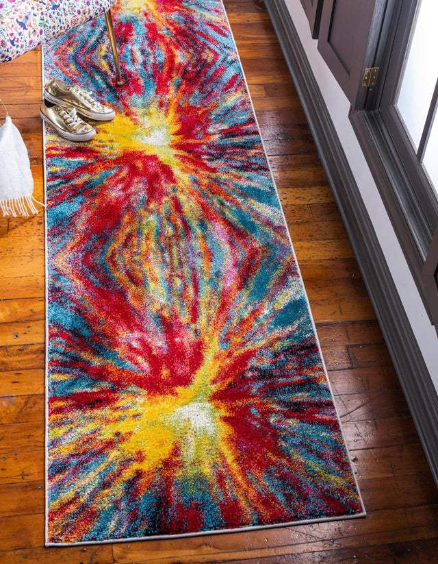 Multicolor 2' 7 x 10' Lyon Runner Area Rug Vivid Colorful Abstract Modern 100% Polypropylene Carpet for Living Room, Dining, Office for Sale at Rug Engine
