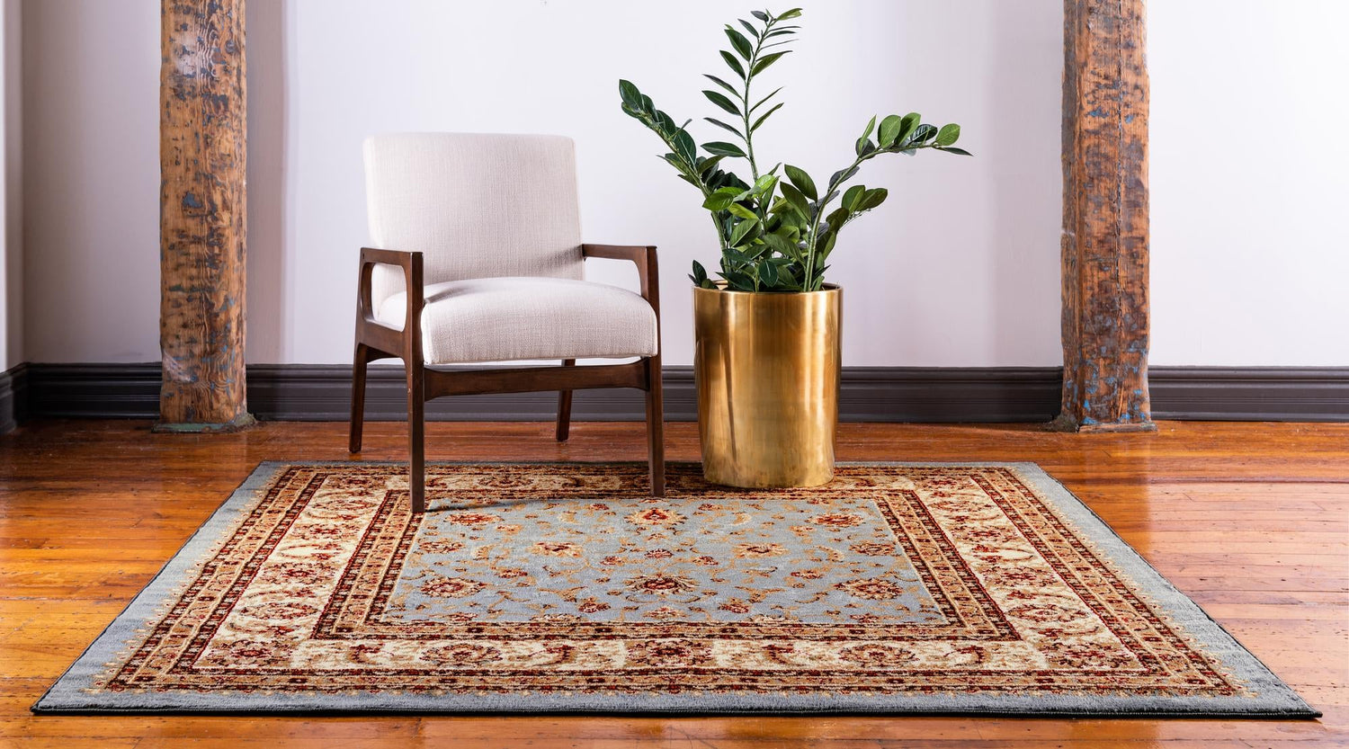 Light Blue 4' 1 x 4' 1 Voyage Square Area Rug