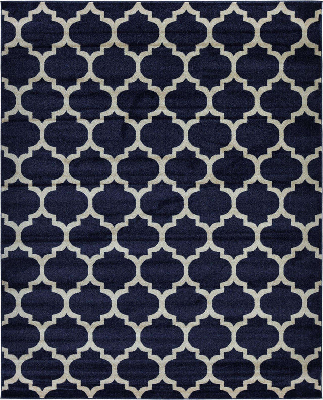 Dark Blue 7' 10 x 10' Trellis Rectangle Area Rug