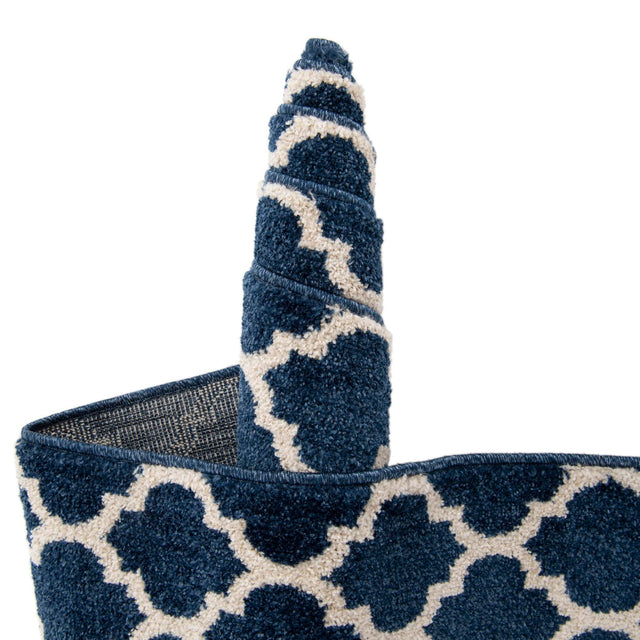 Dark Blue 7' 10 x 7' 10 Trellis Square Area Rug