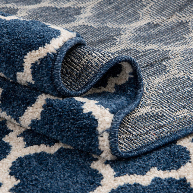 Dark Blue 7' 10 x 7' 10 Trellis Square Area Rug