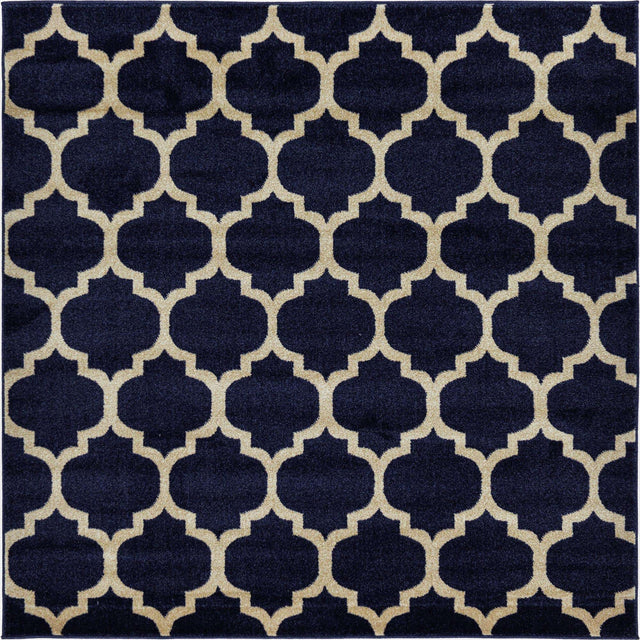 Dark Blue 6' 1 x 6' 1 Trellis Square Area Rug