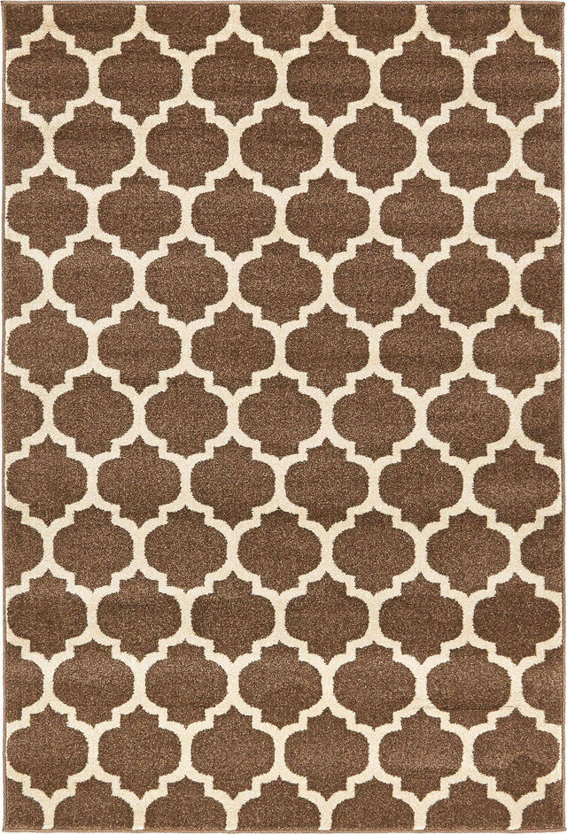 Brown 4' 1 x 6' 1 Trellis Rectangle Area Rug