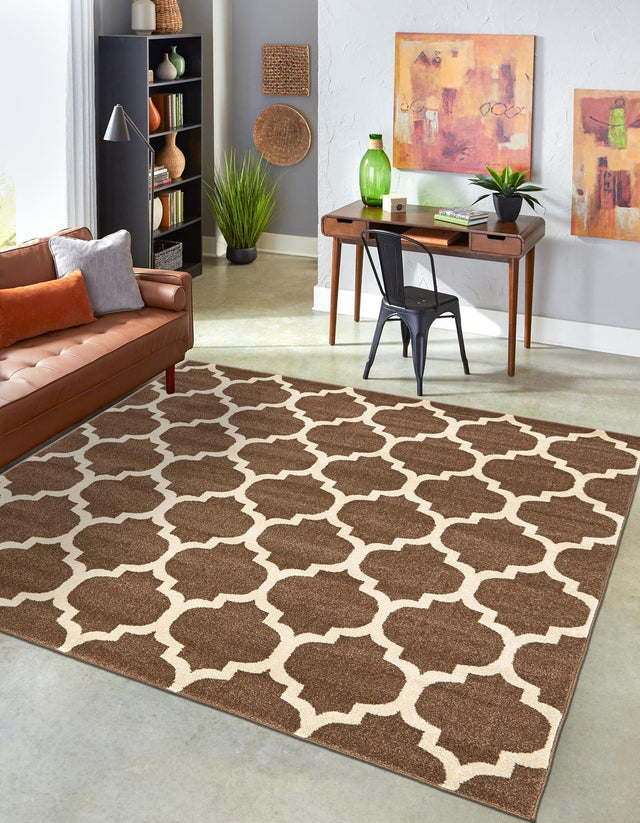 Brown 6' 1 x 6' 1 Trellis Square Area Rug
