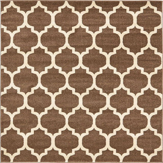 Brown 6' 1 x 6' 1 Trellis Square Area Rug