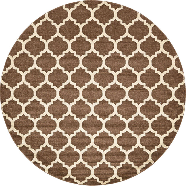 Brown 10' x 10' Trellis Round Area Rug