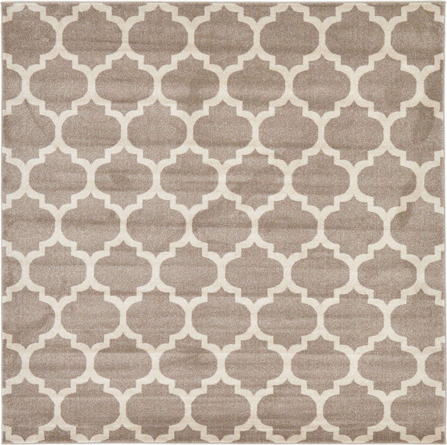 Light Brown 7' 10 x 7' 10 Trellis Square Area Rug