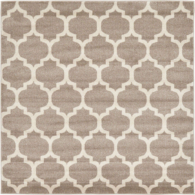 Light Brown 6' 1 x 6' 1 Trellis Square Area Rug