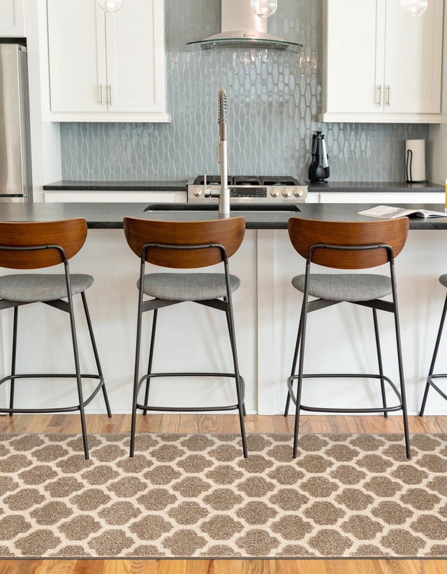 Light Brown 2' 7 x 16' 5 Trellis Runner Area Rug