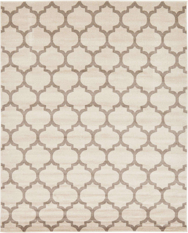 Beige and Light Brown 7' 10 x 10' Trellis Rectangle Area Rug