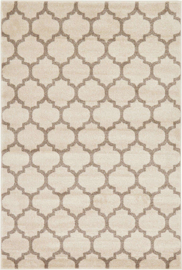 Beige and Light Brown 4' 1 x 6' 1 Trellis Rectangle Area Rug