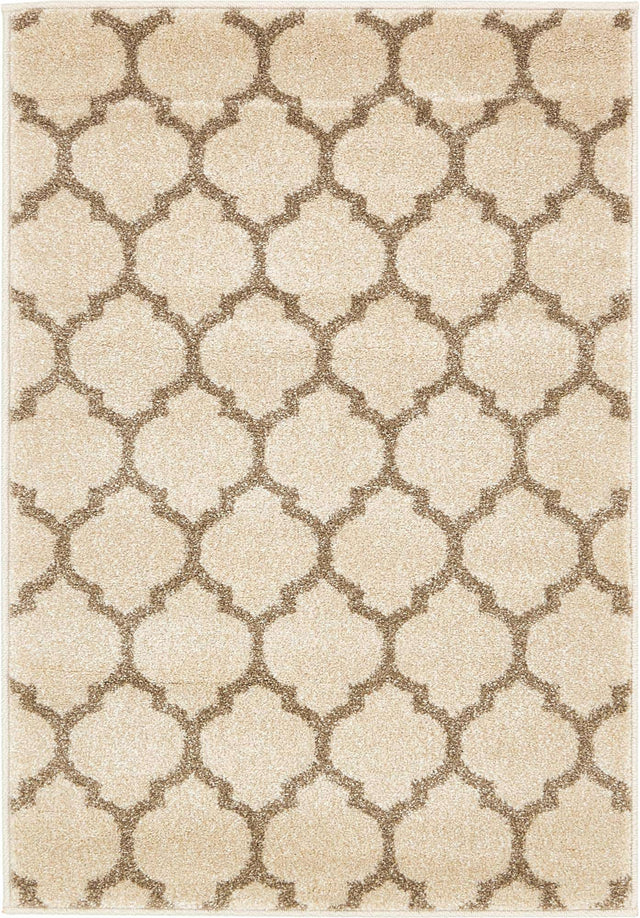 Beige and Light Brown 2' x 3' 1 Trellis Rectangle Area Rug