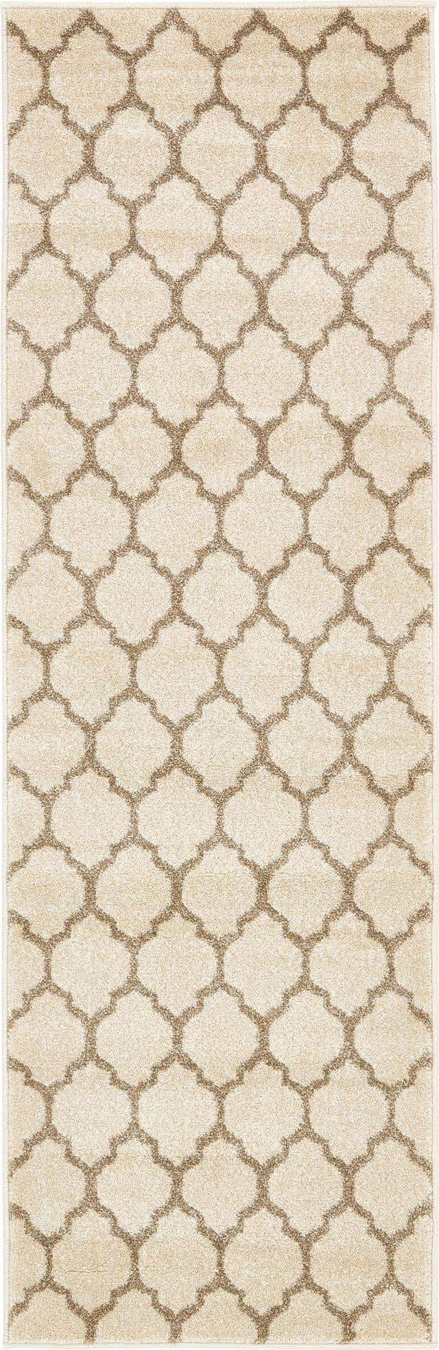 Beige and Light Brown 2' x 6' 1 Trellis Runner Area Rug