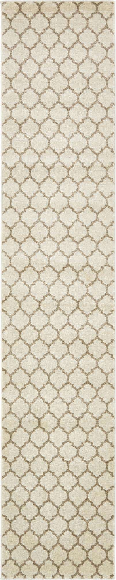 Beige and Light Brown 2' 7 x 13' 1 Trellis Runner Area Rug