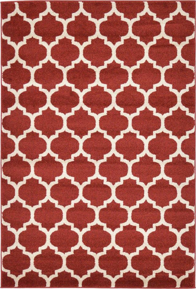 Dark Terracotta 4' 1 x 6' 1 Trellis Rectangle Area Rug