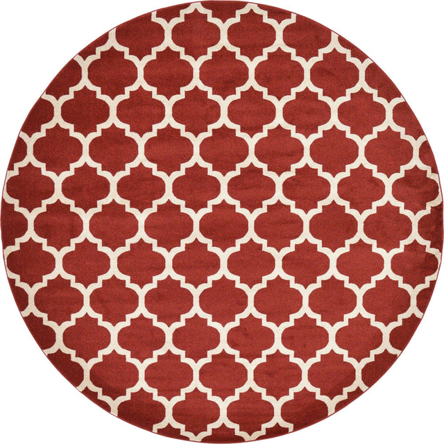 Dark Terracotta 10' x 10' Trellis Round Area Rug