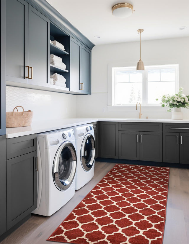 Dark Terracotta 2' 7 x 19' 8 Trellis Runner Area Rug