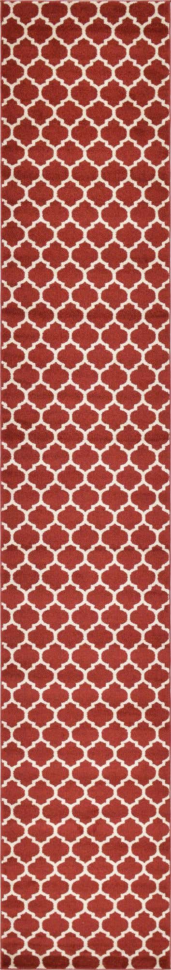 Dark Terracotta 2' 7 x 16' 5 Trellis Runner Area Rug