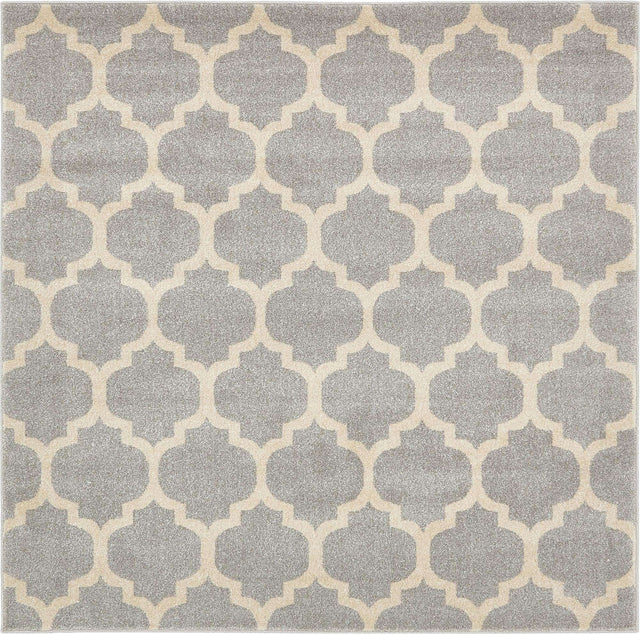 Light Gray 6' 1 x 6' 1 Trellis Square Area Rug