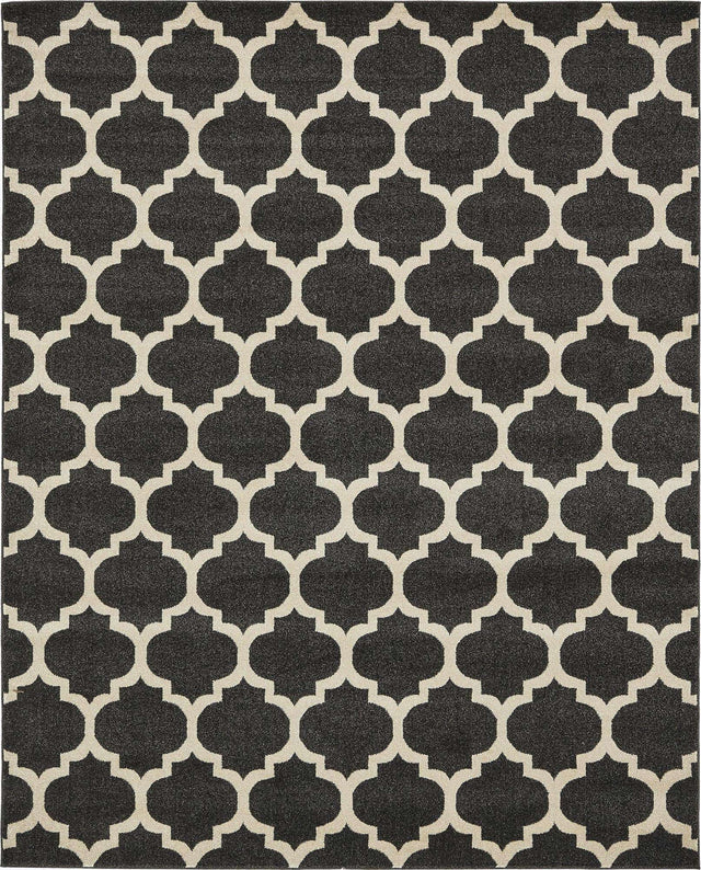 Black 7' 10 x 10' Trellis Rectangle Area Rug