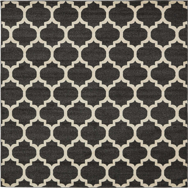 Black 7' 10 x 7' 10 Trellis Square Area Rug