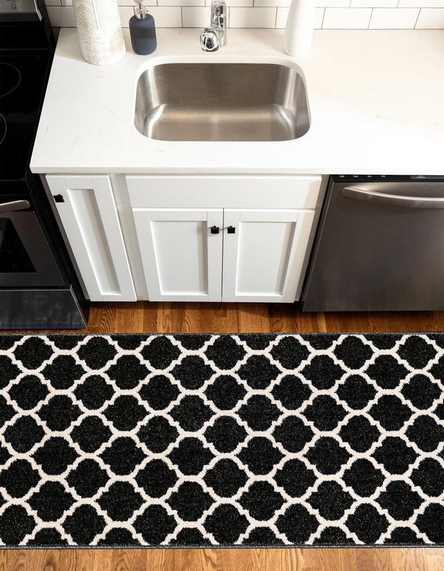 Black 2' 7 x 16' 5 Trellis Runner Area Rug