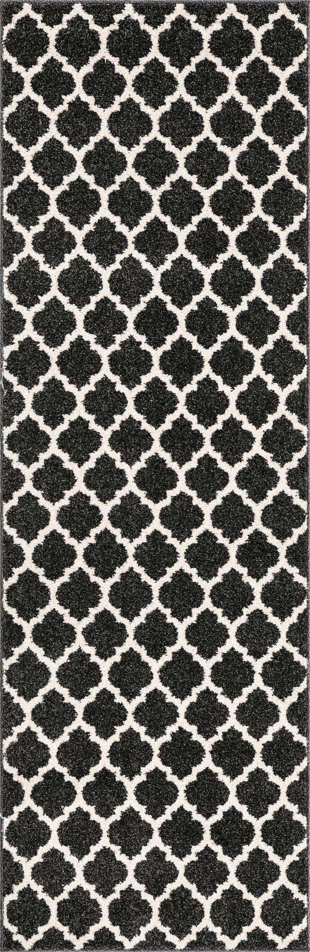 Black 2' 7 x 8' Trellis Runner Area Rug
