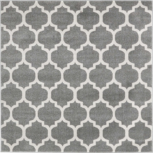 Dark Gray 6' 1 x 6' 1 Trellis Square Area Rug