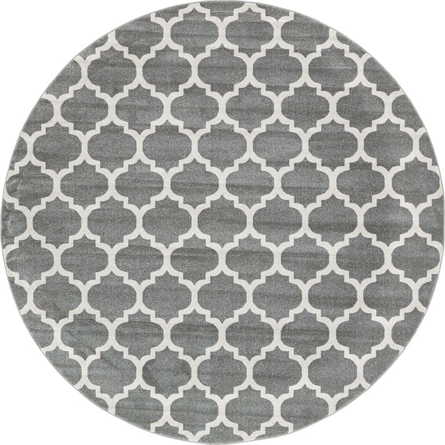 Dark Gray 10' x 10' Trellis Round Area Rug