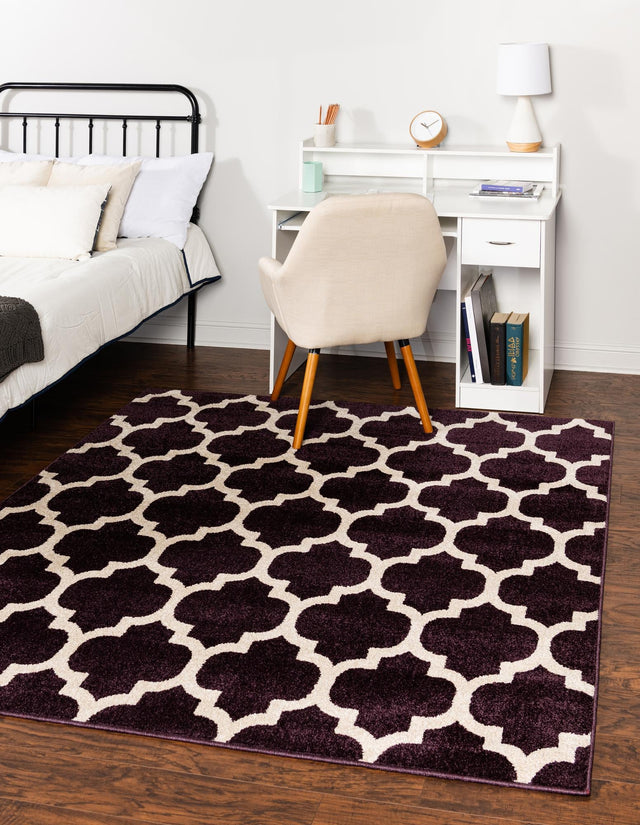 Purple 10' x 10' Trellis Square Area Rug