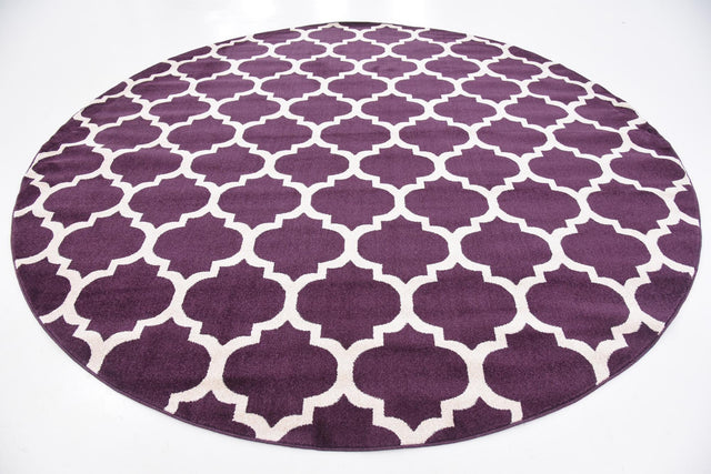 Purple 10' x 10' Trellis Round Area Rug