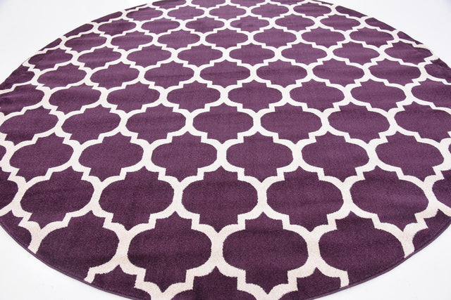 Purple 10' x 10' Trellis Round Area Rug