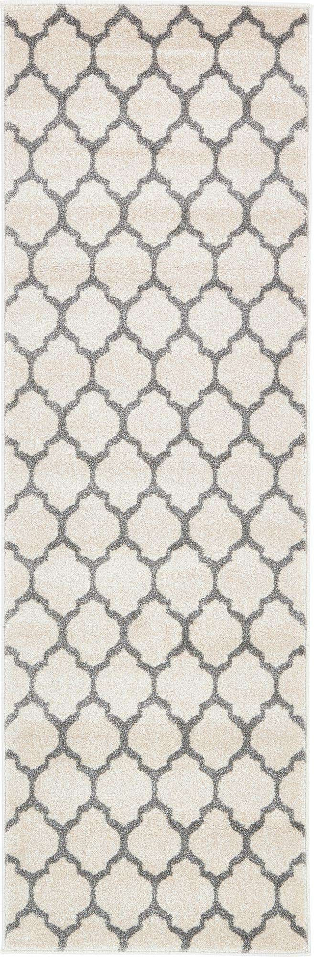 Beige and Gray 2' x 6' 1 Trellis Runner Area Rug