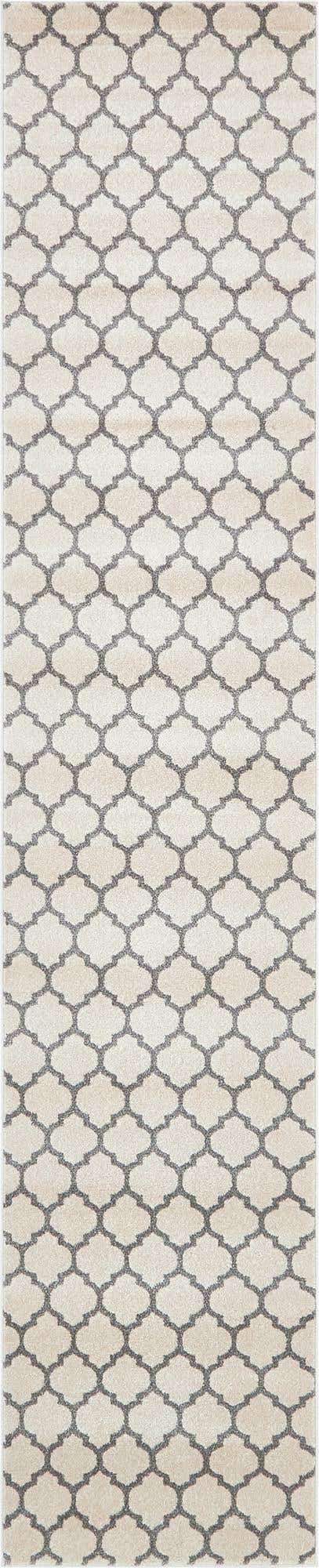 Beige and Gray 2' 7 x 13' 1 Trellis Runner Area Rug