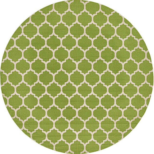 Light Green 10' x 10' Trellis Round Area Rug