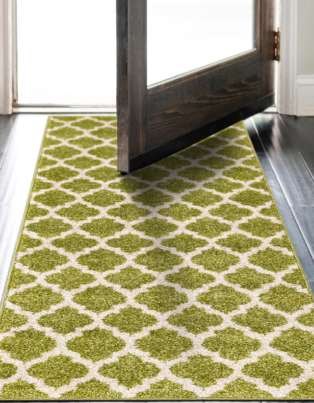 Light Green 2' 7 x 13' 1 Trellis Runner Area Rug
