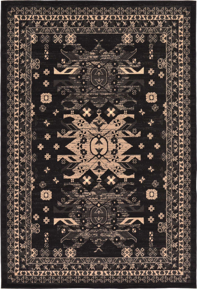 Black 6' 1 x 9' Taftan Rectangle Area Rug