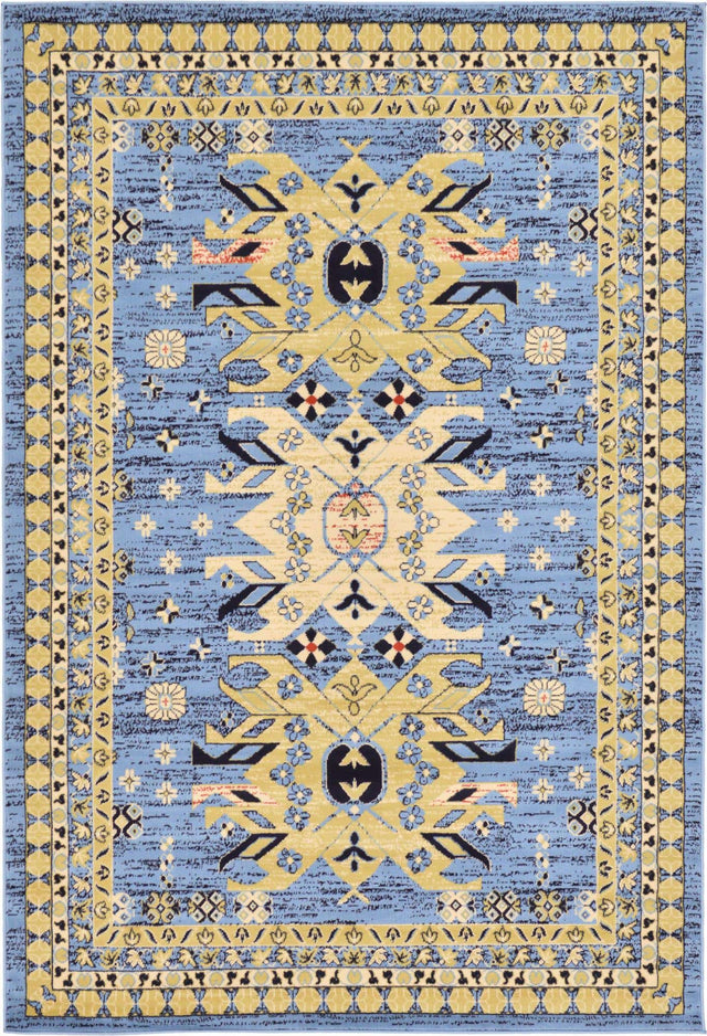 Light Blue 6' 1 x 9' Taftan Rectangle Area Rug