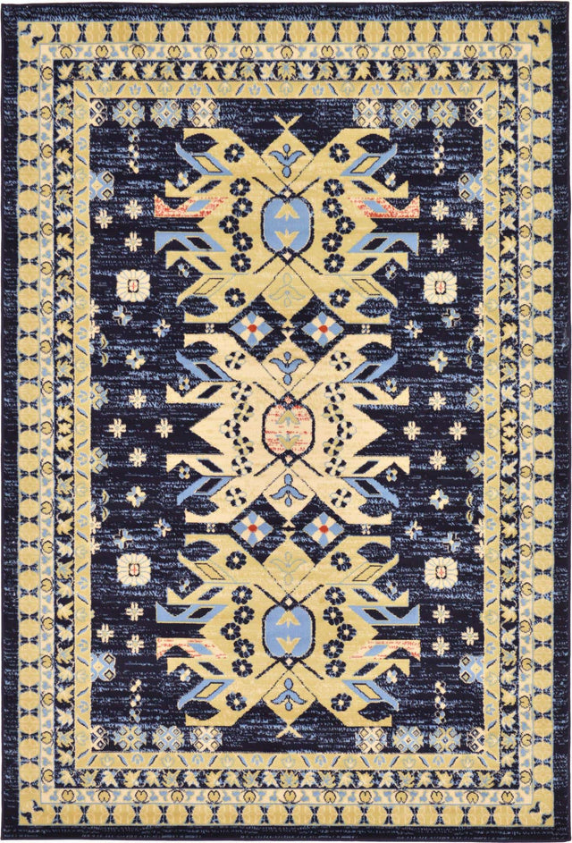 Navy Blue 6' 1 x 9' Taftan Rectangle Area Rug