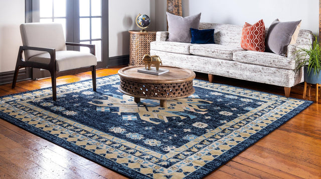 Navy Blue 7' 10 x 7' 10 Taftan Square Area Rug