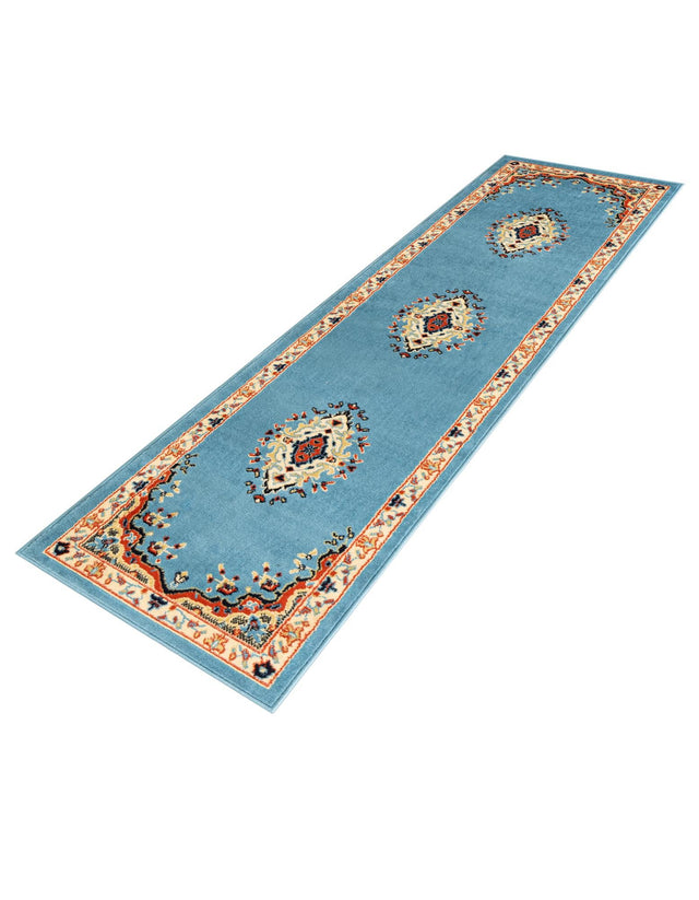 Light Blue 2' x 8' 2 Reza Runner Area Rug 100% Polypropylene Easy Clean Traditional Motif Classic Carpet for Home Interiors for Sale at Rug Engine