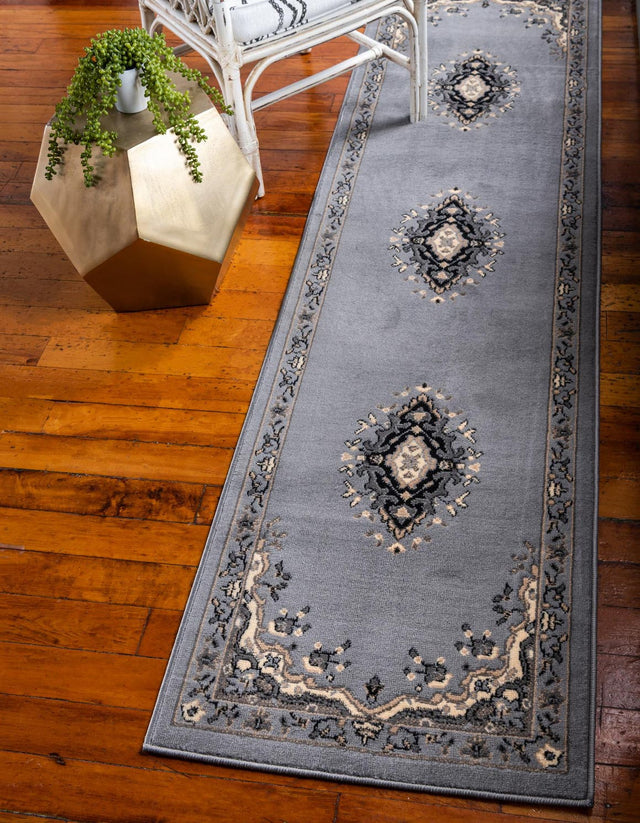 Gray 2' 7 x 10' Reza Runner Area Rug 100% Polypropylene Easy Clean Traditional Motif Classic Carpet for Home Interiors for Sale at Rug Engine
