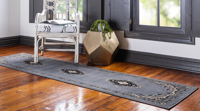 Gray 2' 7 x 10' Reza Runner Area Rug 100% Polypropylene Easy Clean Traditional Motif Classic Carpet for Home Interiors for Sale at Rug Engine