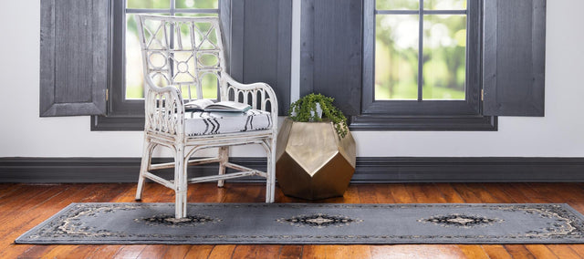 Gray 2' 7 x 10' Reza Runner Area Rug 100% Polypropylene Easy Clean Traditional Motif Classic Carpet for Home Interiors for Sale at Rug Engine