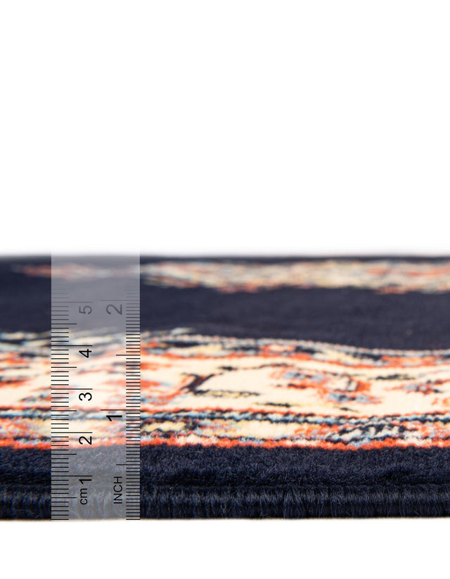 Navy Blue 7' 10 x 7' 10 Reza Square Area Rug 100% Polypropylene Easy Clean Traditional Motif Classic Carpet for Home Interiors for Sale at Rug Engine